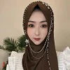 hijab musulman pour femmes musulmanes, châle, écharpe de sauna, glands de luxe, prière malaisienne, kufi, islam, arabie saoudite, mode perle, livraison gratuite, 05280