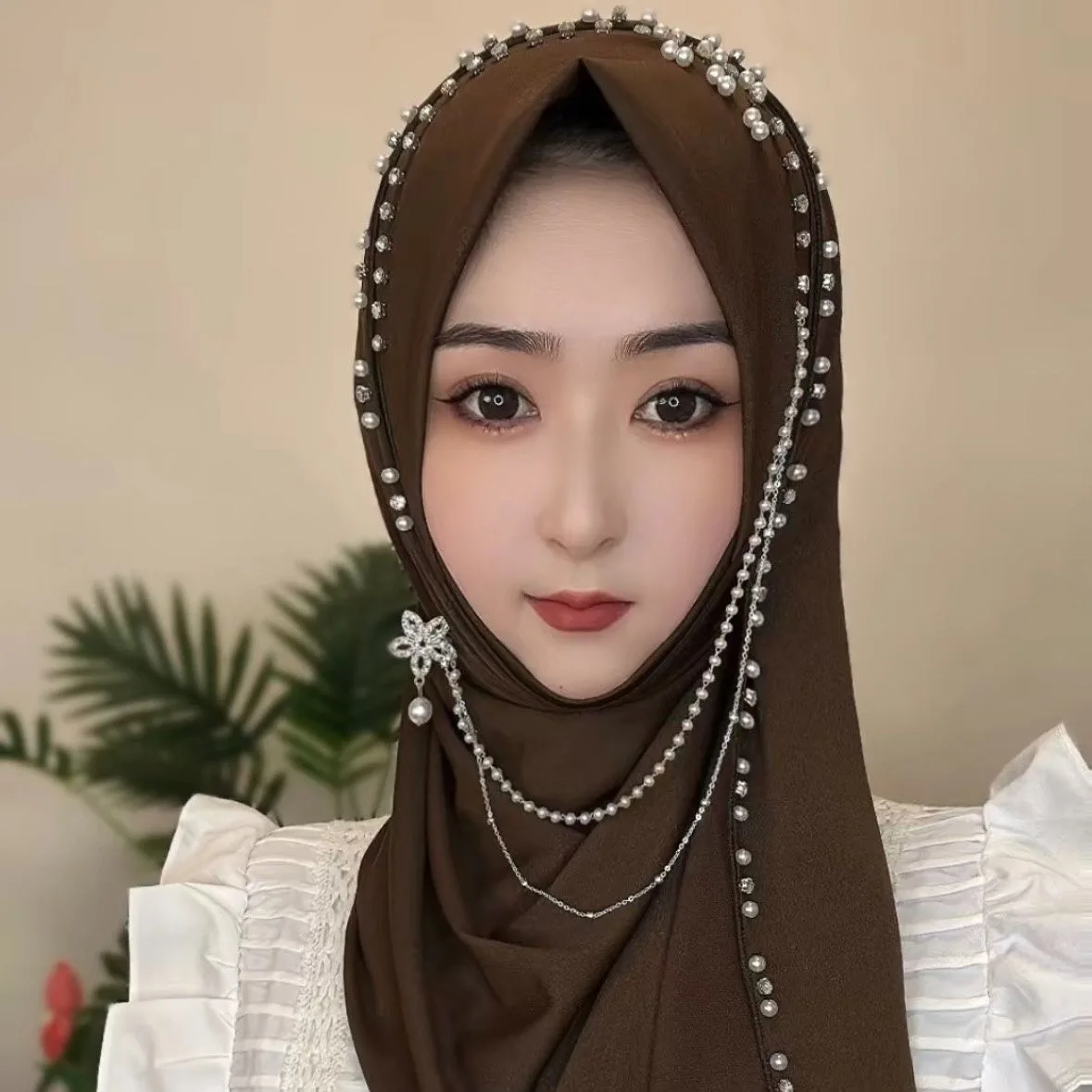 hijab musulman pour femmes musulmanes, châle, écharpe de sauna, glands de luxe, prière malaisienne, kufi, islam, arabie saoudite, mode perle, livraison gratuite, 05280