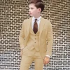 blazer slim fit beige trempé pour garçons, smoking de mariage, veste d'affaires formelle, glapants pour enfants, festival sur mesure, 3 pièces