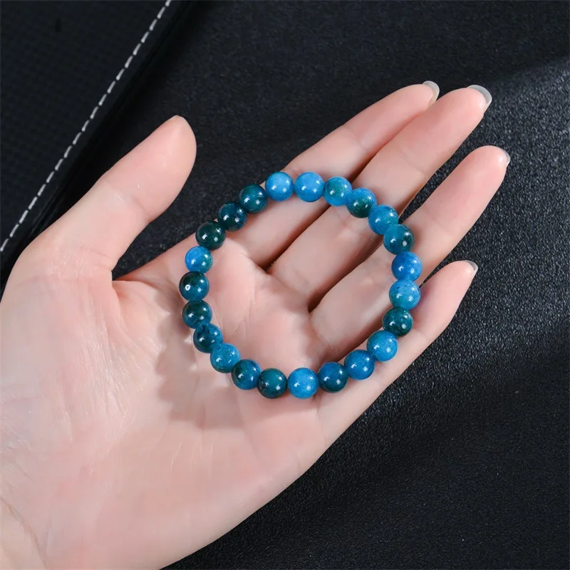 bracelet en pierre original pour femmes et hommes, tendance, en apatite bleue, perles, pierres précieuses, scène du patron, cadeaux d'appréciation des employés