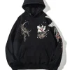 haute qualité broderie homme sweat à capuche pour femme harajuku 100% coton sweats à capuche automne à manches longues noir pull hauts amples