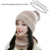 chapeau dôme, casquette élastique et écharpe, costume boule en peluche, couleur contrastée, pull d'hiver, fibers acryliques, écharpe compacte tendance pour l'extérieur