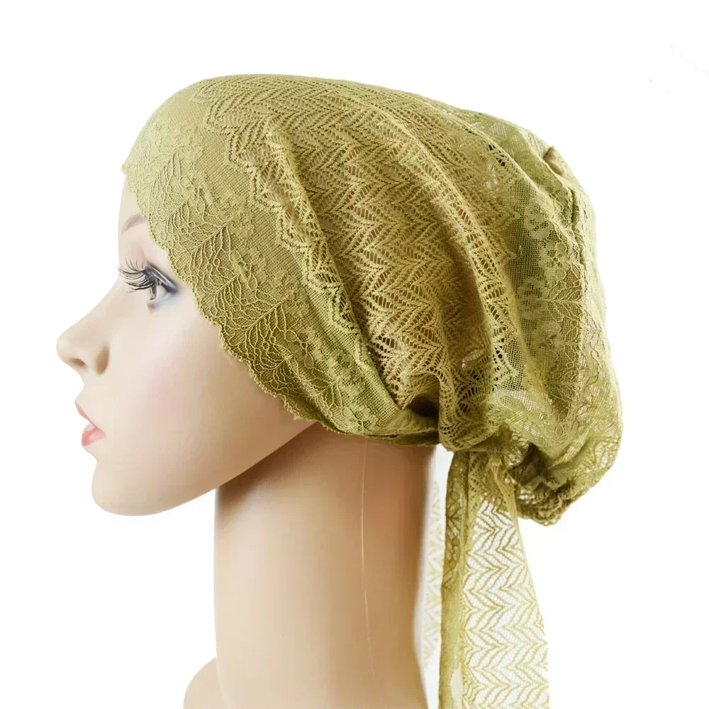 femmes musulmanes casquette intérieure arabe dentelle hijab sous écharpe chapeaux islamiques turban bonnet chapeau bandes casquettes sous écharpe perte de cheveux couvre