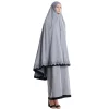 2 pièces femmes musulmanes couleur unie dentelle longue hijabs abaya cheville longueur arabe dame modeste jupes tube prière ramadan eid vêtement robe