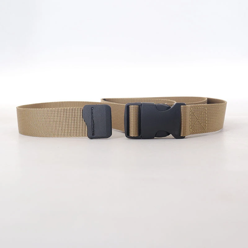 ceinture tressée en nylon pour hommes et femmes, 125cm, 2.5 larges, réglable, taille de voyage en plein air, avec boucle en plastique, pour pantalons d'extérieur