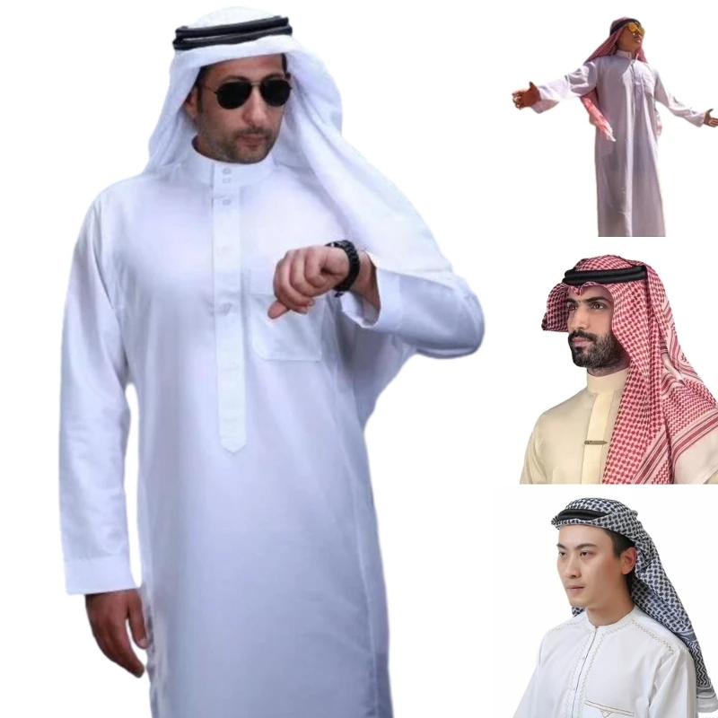Robe musulmane du Ramadan, Abayas dubaï, Kaftan décontracté, Costume islamique avec foulard arabe, Keffiyeh, cadeaux Robe musulmane du Ramadan, Abayas dubaï, Kaftan décontracté, Costume islamique avec foulard arabe, Keffiyeh, cadeaux