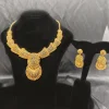 Ensemble de bijoux pour femmes, plaqué or 24 carats, 2 pièces, avec Bracelet, boucles d&rsquo;oreilles, collier, bague de Jamila Dubai, alliage de cuivre, Design traditionnel