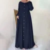 femmes musulmanes dubaï abaya turquie hijab robe turquie automne à manches longues boutons vers le bas robe d'été islam vêtements abayas maxi robes