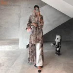 Uni luxe dubaï femmes Abayas Hijab inclus musulman élégant imprimé fleuri plissé ouvert Cardigan à manches longues caftan