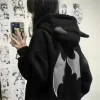 sweat à capuche diable pour femmes et hommes, style foncé, vintage, harajuku, fermeture éclair, hip hop, streetwear, y2k, esthétique, cardigan grunge