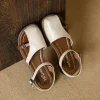 sandales à talons beiges avec sangle à boucle, chaussures confortables pour femmes, été 2021, noir, plat, clair, bas, mode, nouvelles filles fermées, fretwork cas