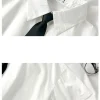 chemise blanche pour femmes, chemisier à revers à manches courtes avec cravate, mode japonaise pour étudiantes, haut d'été de style collège quotidien