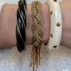 bracelet tressé de blé fait à la main pour femmes, style minimaliste, accessoire décontracté de luxe.