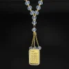 pendentif de voiture en strass musulman religieux islamique pour femmes et hommes, en acier inoxydable, couleur or, médaille du coran arabe, perles de verre, bijoux