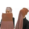 Hijabs instantanés avec casquette plaine en mousseline de soie Jersey Hijabs pour femme voile musulman islamique Hijab casquette écharpe pour femmes Turban foulard