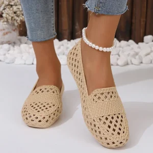 Chaussures Plates Ajourées Confortables et Décontractées pour Femme, Sandales d’Extérieur à la Mode, Nouvelle Collection d’Été Chaussures Plates Ajourées Confortables et Décontractées pour Femme, Sandales d’Extérieur à la Mode, Nouvelle Collection d’Été