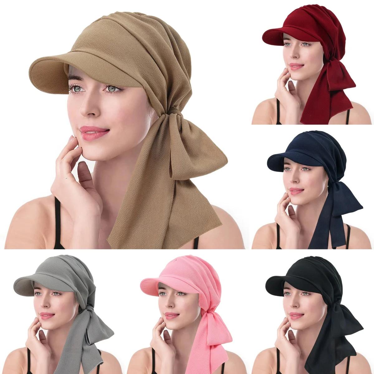 Couleur unie mode musulman Hijab Turban chapeau pour femmes visière casquette de Baseball chapeaux de soleil foulard écharpe bord Femme foulards Bandanas Couleur unie mode musulman Hijab Turban chapeau pour femmes visière casquette de Baseball chapeaux de soleil foulard écharpe bord Femme foulards Bandanas