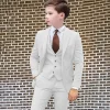 blazer slim fit beige trempé pour garçons, smoking de mariage, veste d'affaires formelle, glapants pour enfants, festival sur mesure, 3 pièces