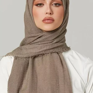 Foulard Hijab Froissé en Coton pour Femme Musulmane, Châle de Sauna Doux et observateur
