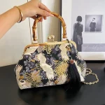 Pochette de soirée de luxe pour femmes, pochette de mariée, sac à main avec chaîne, sacs à bandoulière, petit sac à main de fête, poignée en rotin, fourre-tout