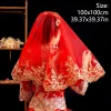 voile de mariée rouge en gaze rétro, broderie dorée, dentelle courte, couvre tête de mariage, robe xiuhe ancienne élégante, proposition de voile