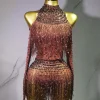 body à franges avec strass pour femmes, tenue de danse gogo rave, dj ds, vêtements de scène jazz, clubwear