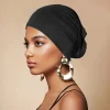 bonnet hijab islamique en jersey de bambou pour femme, turban rond à la mode