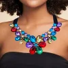 bijoux élégants en résine transparente avec fleurs multicolores, simples et beaux, collier pour fêtes et usage quotidien