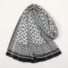 keffiyeh Écharpe en mousseline de soie imprimée pour dames musulmanes, hijab palestinien, haute qualité, nouveau, 185x70cm, 2024