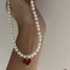 tendance élégante plage bijoux mariage grande imitation perle collier ras du cou pour les femmes mode cristal coeur pendentif collier