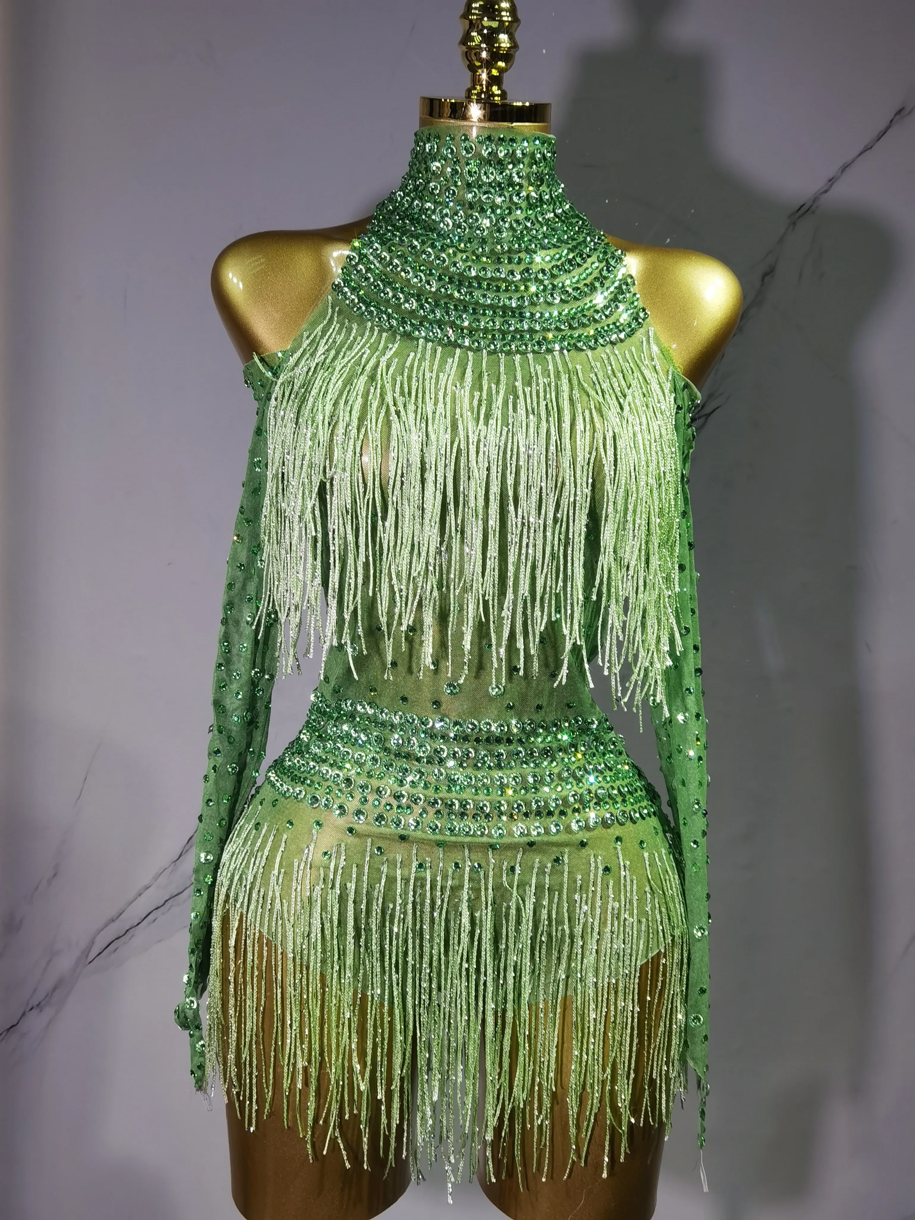 Body à franges avec strass pour femmes, tenue de danse Gogo Rave, Dj Ds, vêtements de scène Jazz, Clubwear
