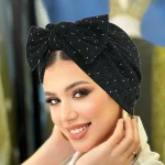 Mode strass femmes Hijab nœud papillon musulman dames Turban Bonnet doux élastique tête enveloppement foulard chapeaux indiens
