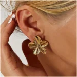 Boucles d&rsquo;oreilles à fleurs en acier inoxydable pour femmes, 2 pièces, tendance, voyage en plein air, carnaval, fête, Festival, cadeaux d&rsquo;habillage