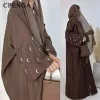 abaya ouvert avec broderie de lune, manteau kimono de luxe et ensembles musulmans hijab pour femmes, vêtements rétro modeste pour fête, nouvelle collection 2025