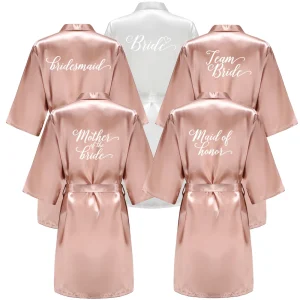 Robe de demoiselle d&rsquo;honneur en Satin or Rose, peignoir de mariage pour femmes, vêtements de nuit, Kimono pour mère de demoiselle d&rsquo;honneur