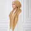 foulard musulman pour femmes, hijab tendance, couverture complète, tissu premium respirant, couleur à la mode, texture douce, facile à assortir
