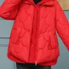 parka à capuche faux deux pièces vers le bas coton vêtements femmes nouveau court ondulé bavure épais chaud coton rembourré veste outcoat dame