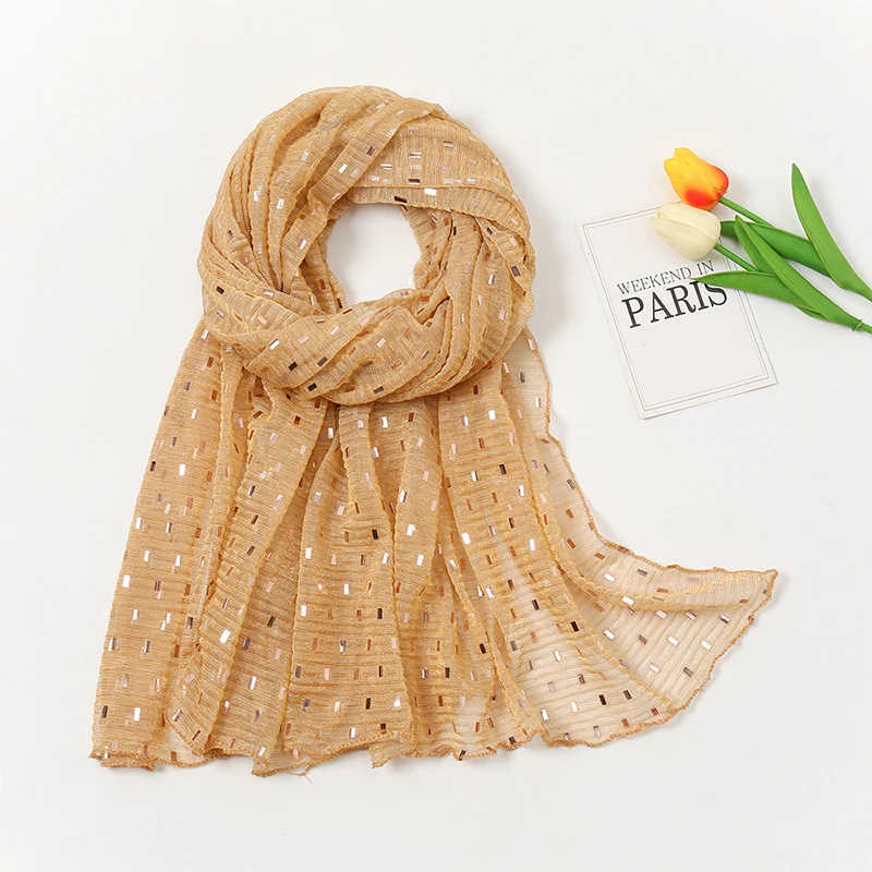 Écharpe de styliste en tissu à paillettes pour femme musulmane, châle pashmina doux et fin, bandeau de sauna, hijab