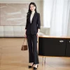 costume marron pour femme, blazer et pantalon slim, haut de gamme, tenue de travail, nouvelle collection automne 2024