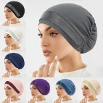 Écharpe Hijab musulmane pour femmes, accessoires pour cheveux, chapeau en tissu doux et élastique, couvre-tête large, Bonnet de sommeil pour filles, nouvelle collection 2025