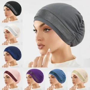 Écharpe Hijab musulmane pour femmes, accessoires pour cheveux, chapeau en tissu doux et élastique, couvre-tête large, Bonnet de sommeil pour filles, nouvelle collection 2025