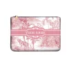 Pochette en toile avec nom personnalisé pour femme, sac à main gracieux, pochette de maquillage, sac à cosmétiques, portefeuille en poudre mobile, fête, week-end, vacances, voyage