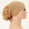 bonnet hijab musulman en dentelle pour femme, turban islamique, gros volumateur de fleurs, chouchou d'nik, vêtement de sauna, accessoires féminins