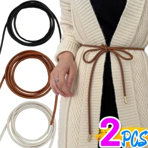 Ceinture en cuir JOThin pour femme, décoration simple avec robe, longue ULnouée, ceinture à cordes vintage Ceinture en cuir JOThin pour femme, décoration simple avec robe, longue ULnouée, ceinture à cordes vintage