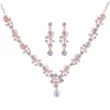 ensembles de bijoux de mariée en strass, doré brillant, exquis, esthétique, réglable, collier, boucles d'oreilles, fête d'anniversaire