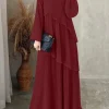 zanzea robe plissée hijab islamique pour femmes, robes abaya superposées, patchwork, manches lanterne, plisse maxi, mode musulmane élégante