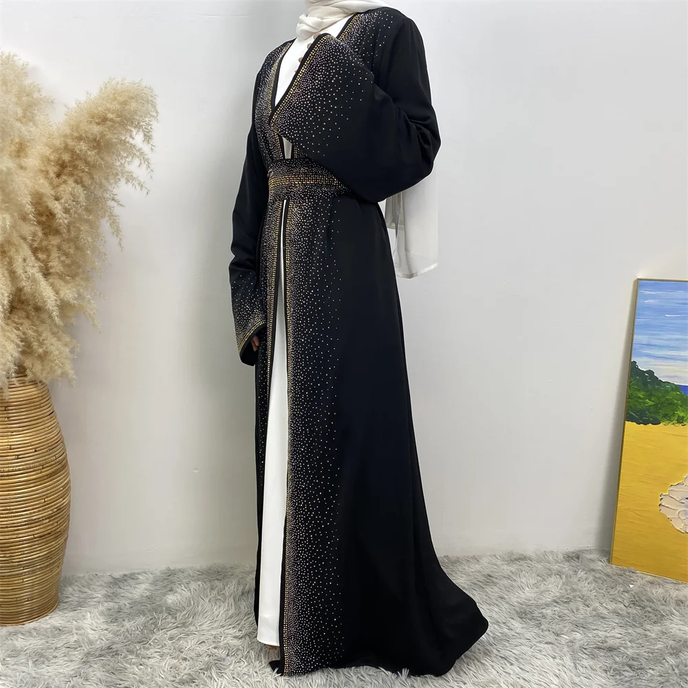 luxe dubaï arabe islam abaya femmes musulman longue robe paillettes perles caftan robes élégant épissure maxi vêtements islamiques caftan