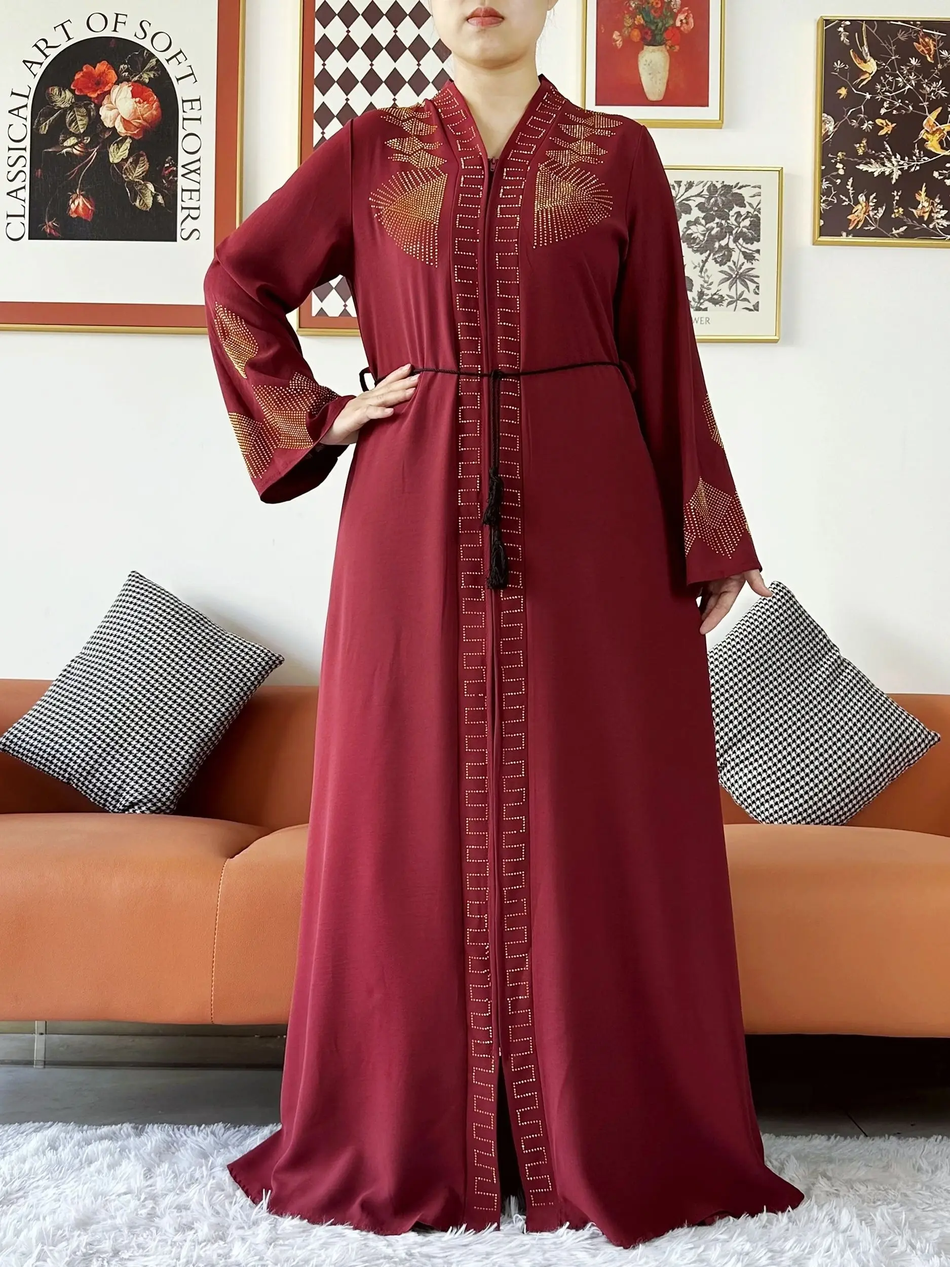nouvelles femmes robe élégante en mousseline de soie abaya ouvert avec fermeture éclair femmes musulmanes robe vêtements islamiques cardigan abaya femmes robe musulmane