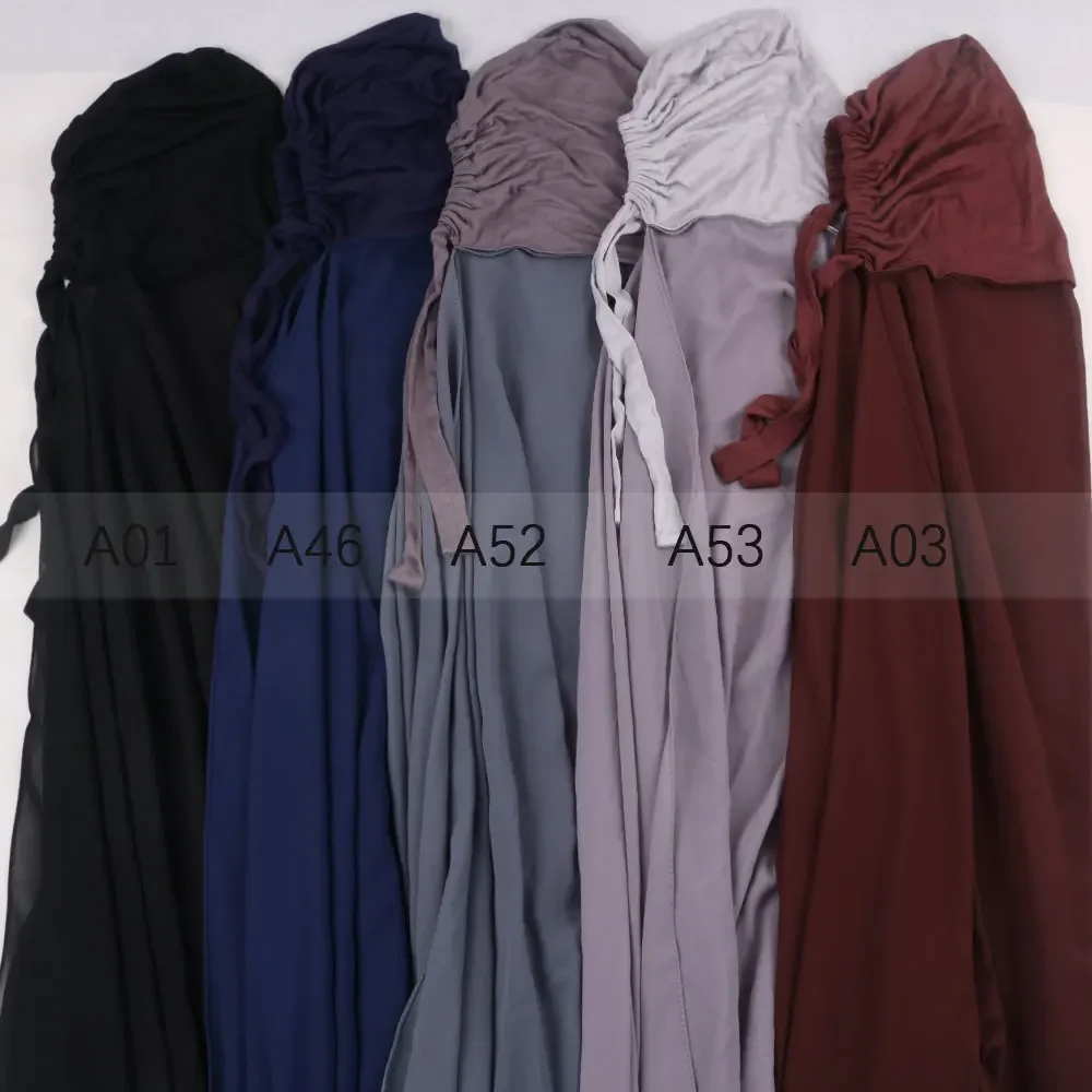 hijab instantané en mousseline de soie pour femme musulmane avec bonnet hijabs en mousseline de soie lourde avec bonnets intérieurs élastiques foulards en mousseline de soie avec bonnet sans épingle