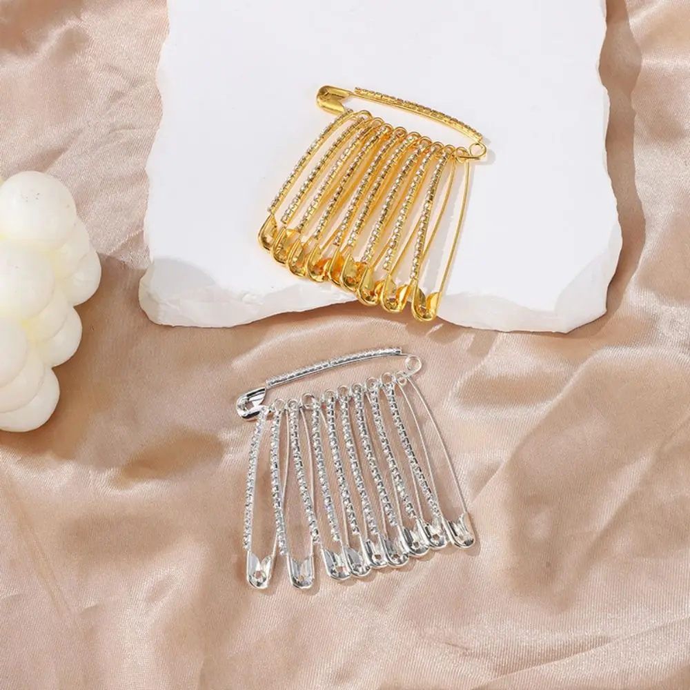Épingles de sûreté en strass or/argent, accessoires de bijoux de Style coréen, épingles de robes de jupe, Design Vintage brillant